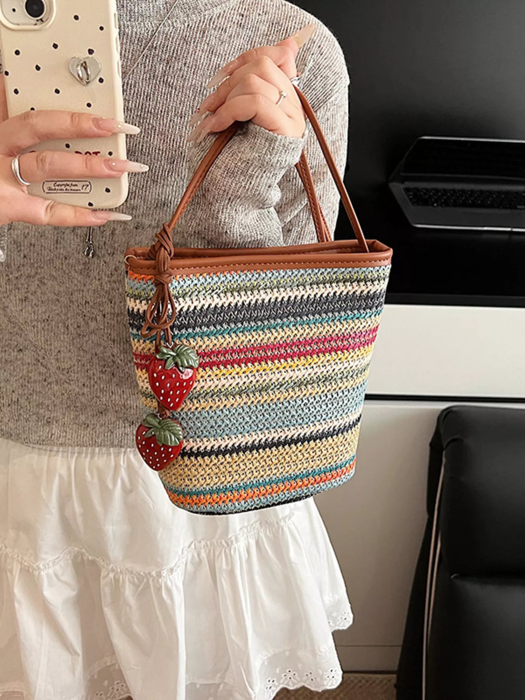 Woven Striped Crossbody Bag
