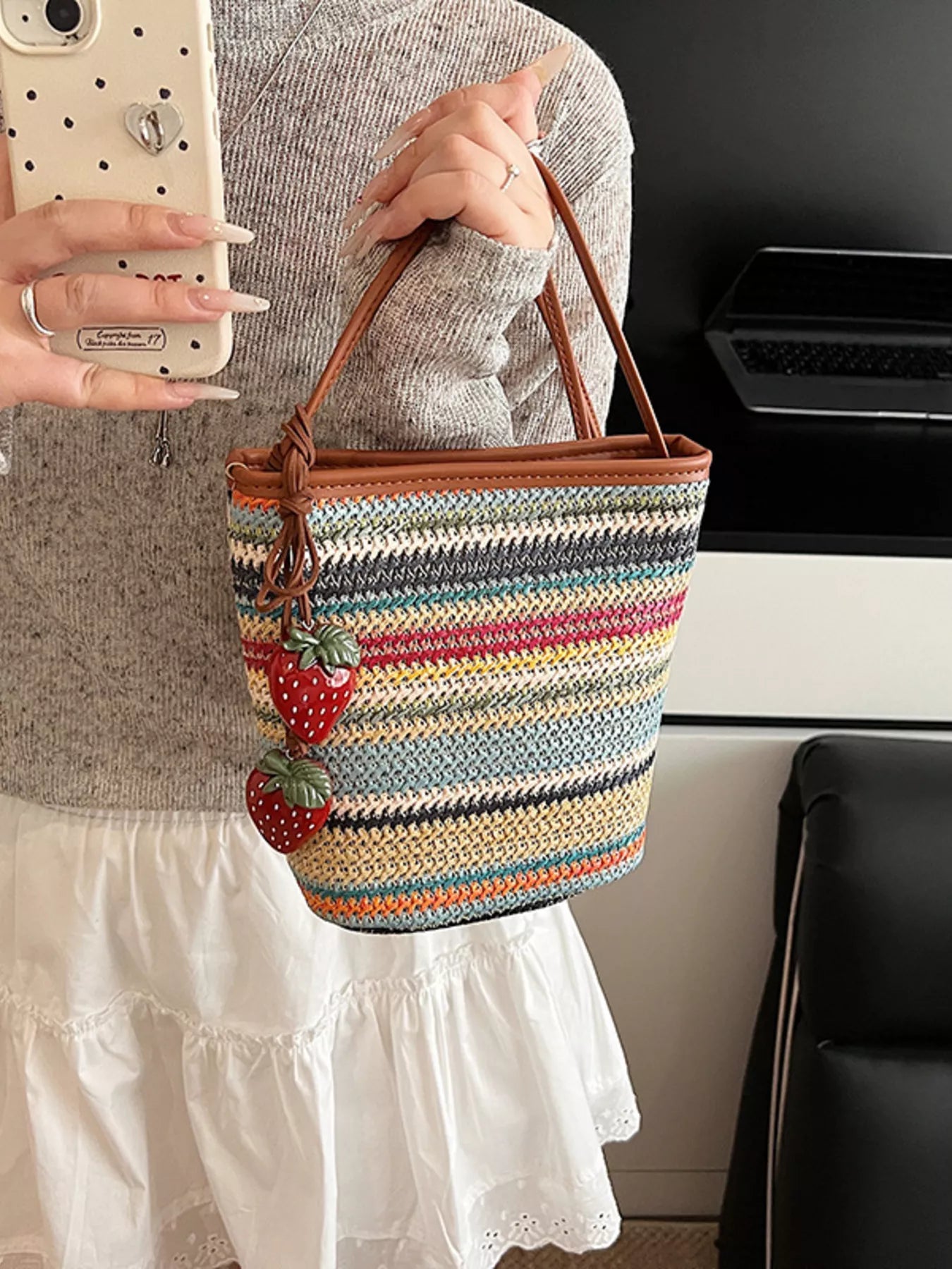 Woven Striped Crossbody Bag