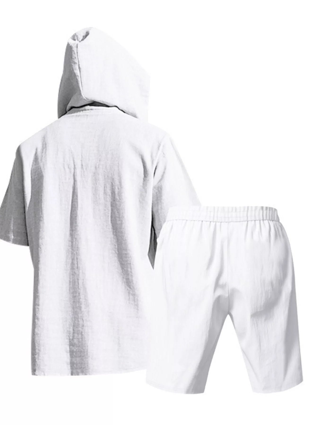 Men's Full Size Casual Short Sleeve Hooded Top & Shorts Set Plus Size
