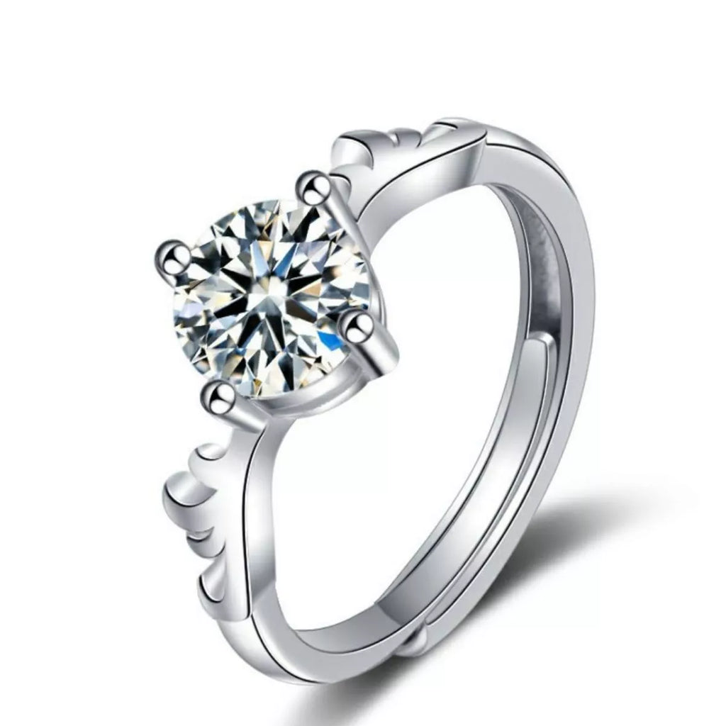 1 Carat 925 Sterling Silver Deer Antler Ring