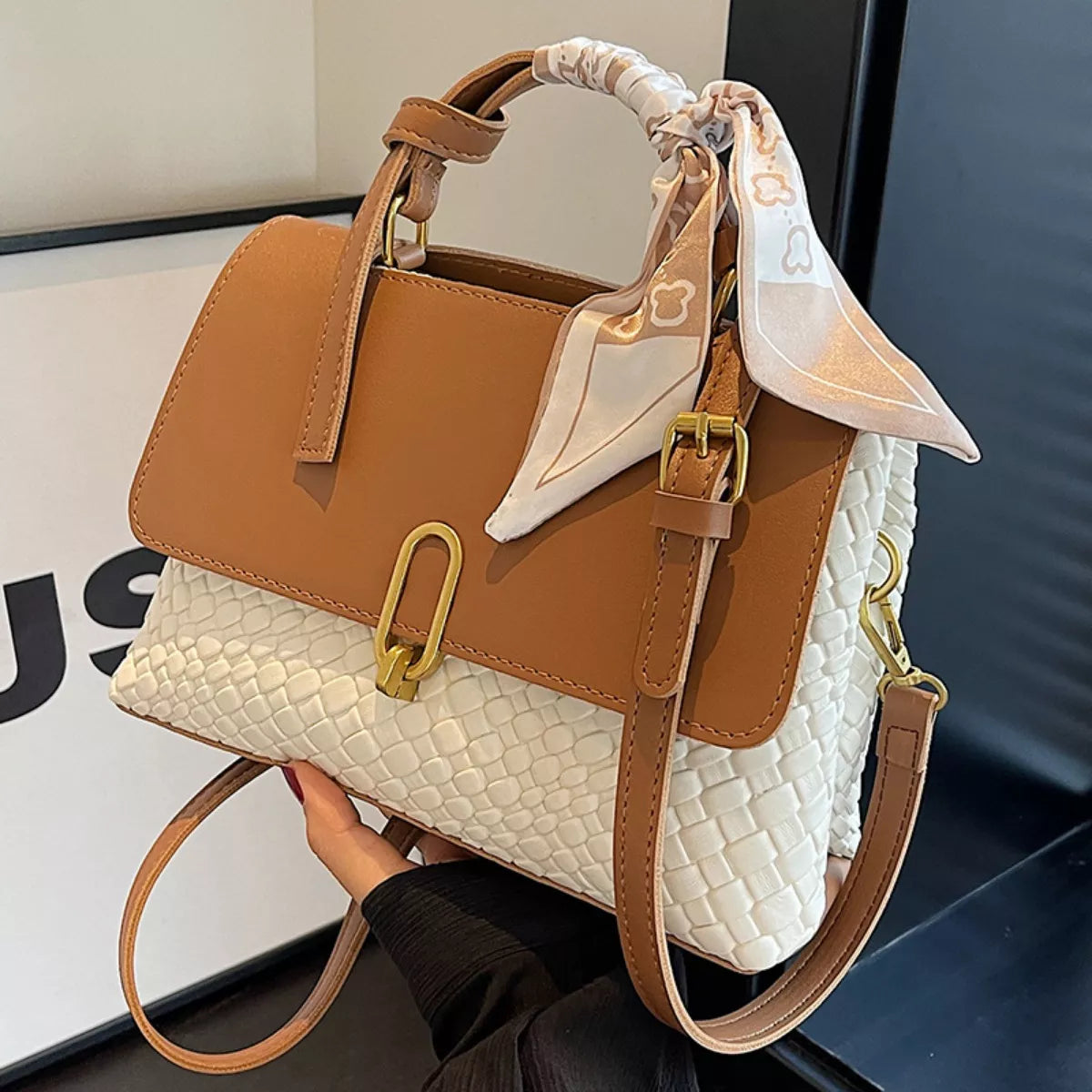 Textured Flap Crossbody Bag