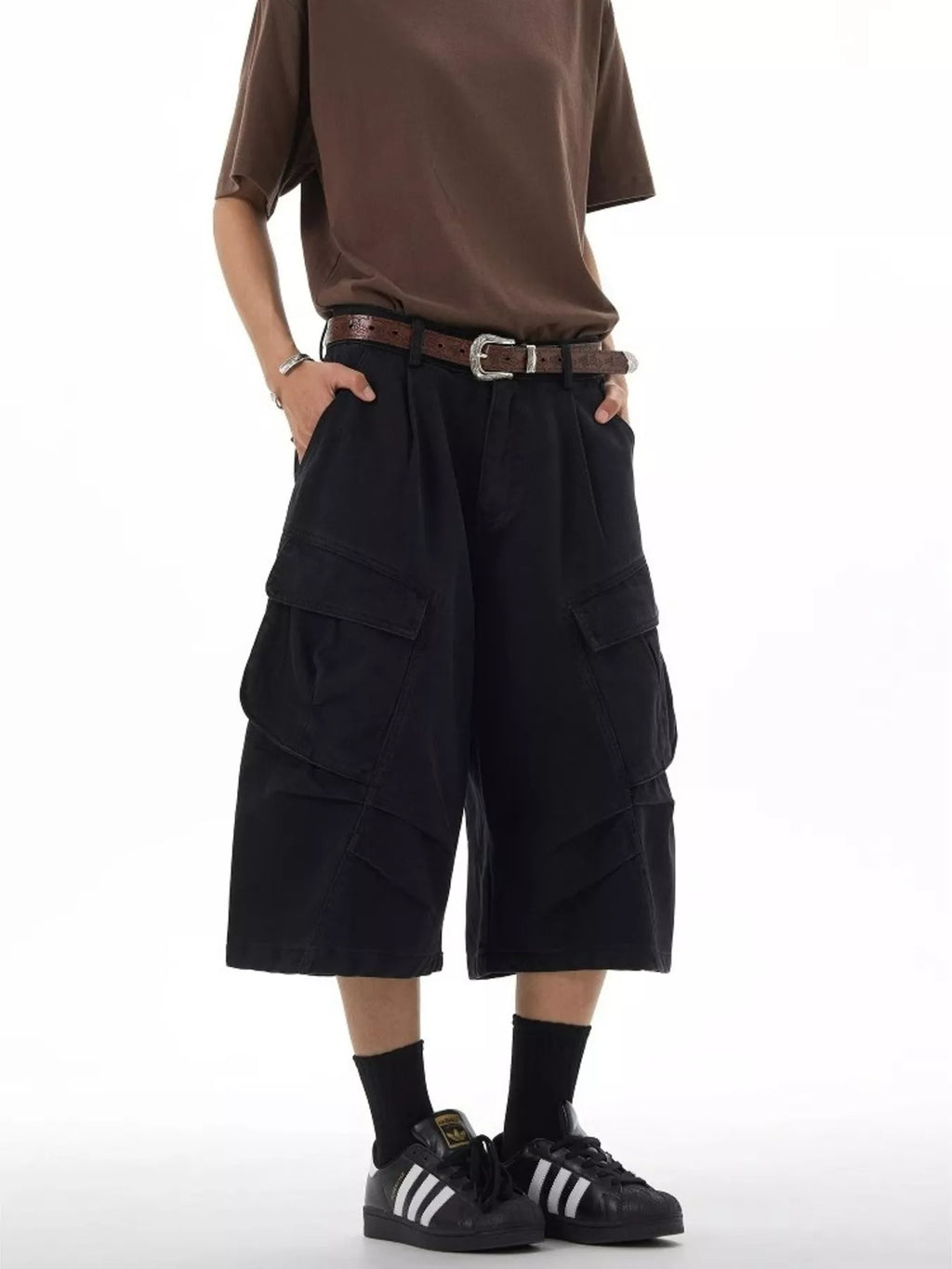 Men's Plus Size Loose-Fit Cargo Capris Pants