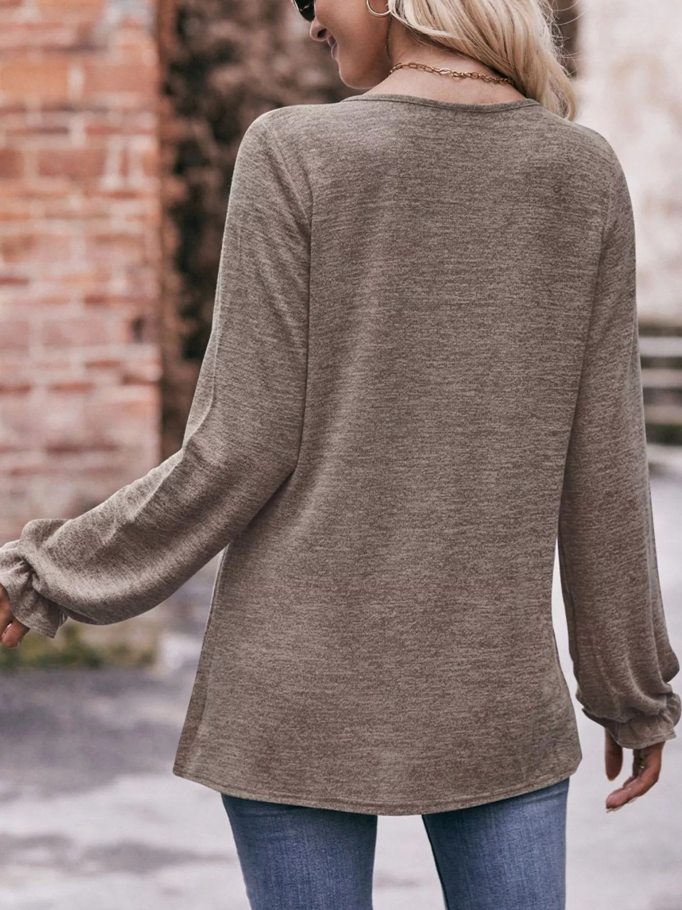 Ruffle Cuff Long Sleeve T-Shirt