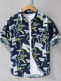 Men's Plus Size Geometric Print Casual Short Sleeve Shirt