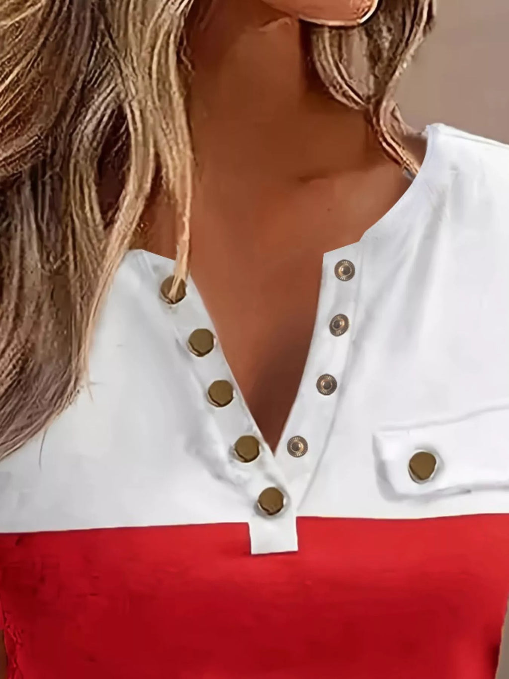 Color Block Short Sleeve Casual T-Shirt
