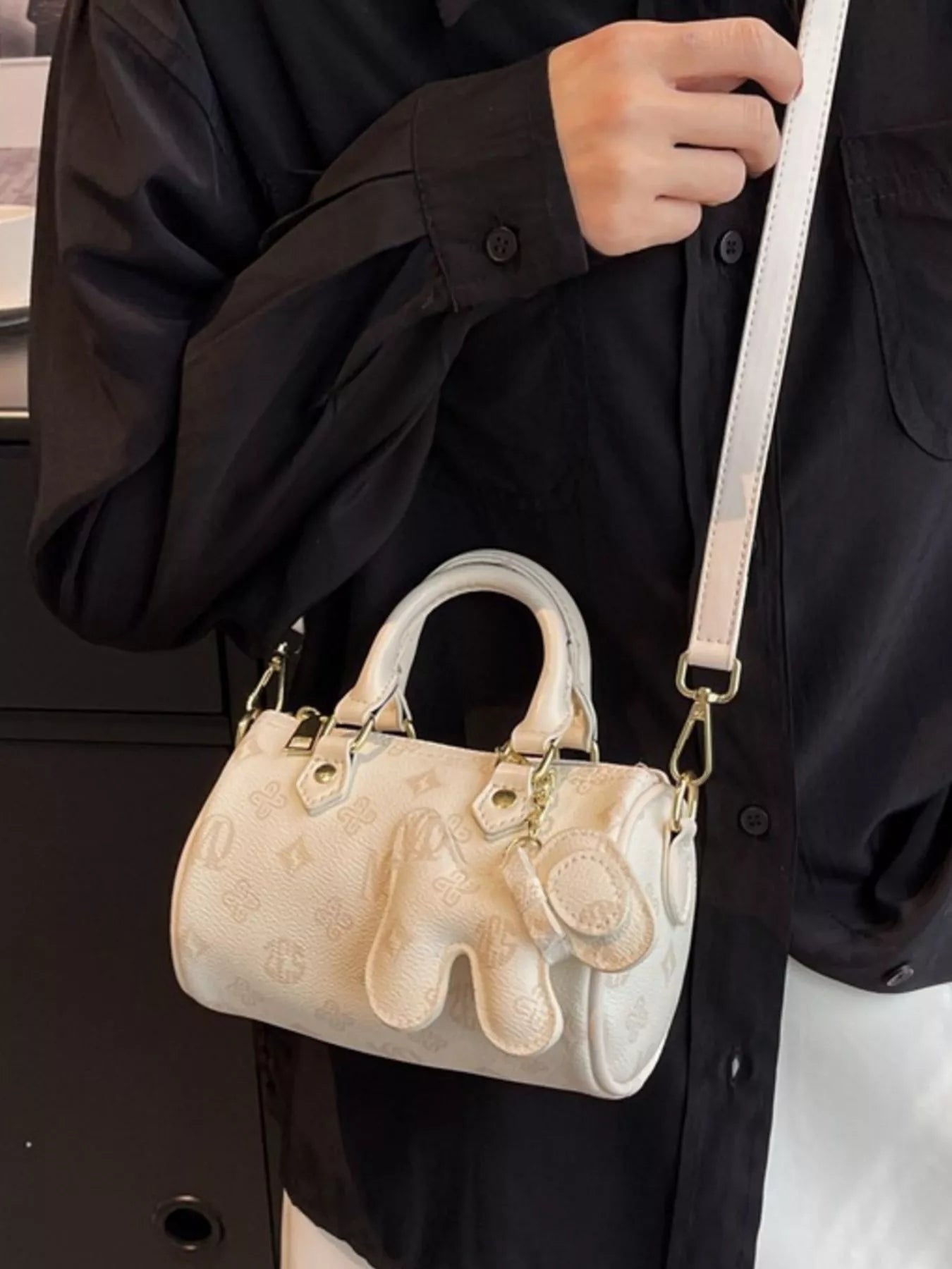 Barrel Crossbody Bag with Charm