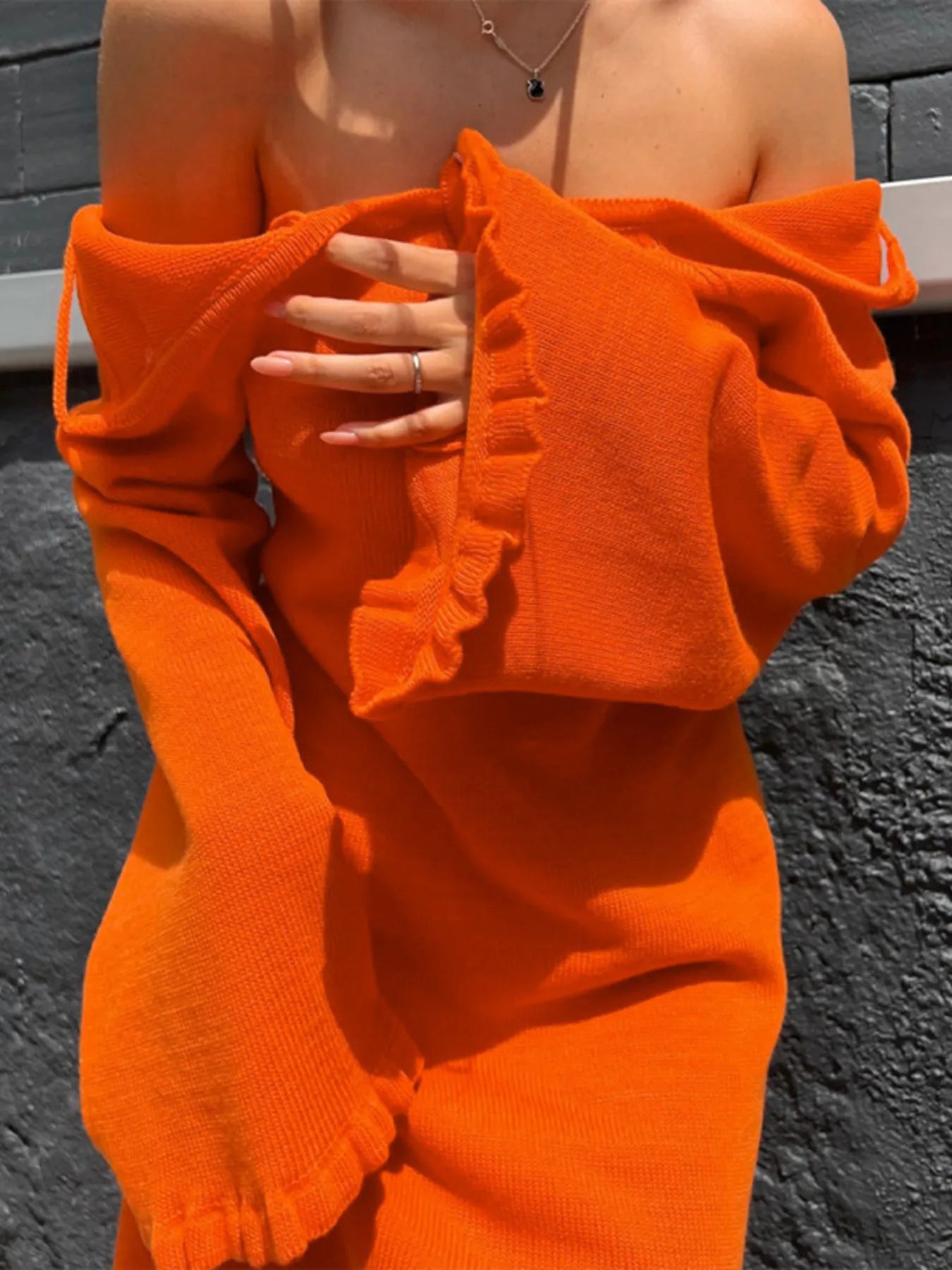 Long Sleeve Backless Sweater Dress