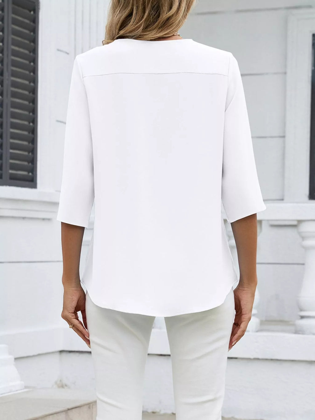 V-Neck 3/4 Sleeve Blouse