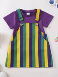 Children's Striped Overall Dress & Solid Tee Set