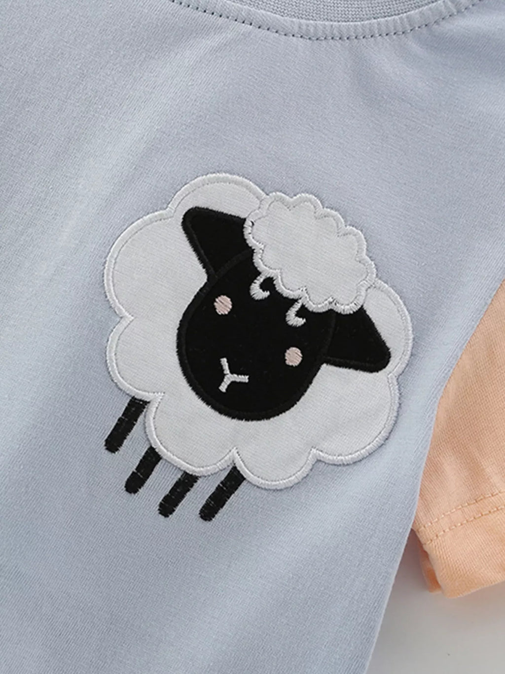 Children's Sheep Color Block Tee and Shorts Set