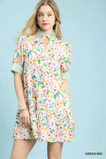 Umgee Mix Floral Ruffle Collar Tiered Babydoll Dress