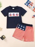Children's Patriotic American Flag T-shirt and Shorts Set