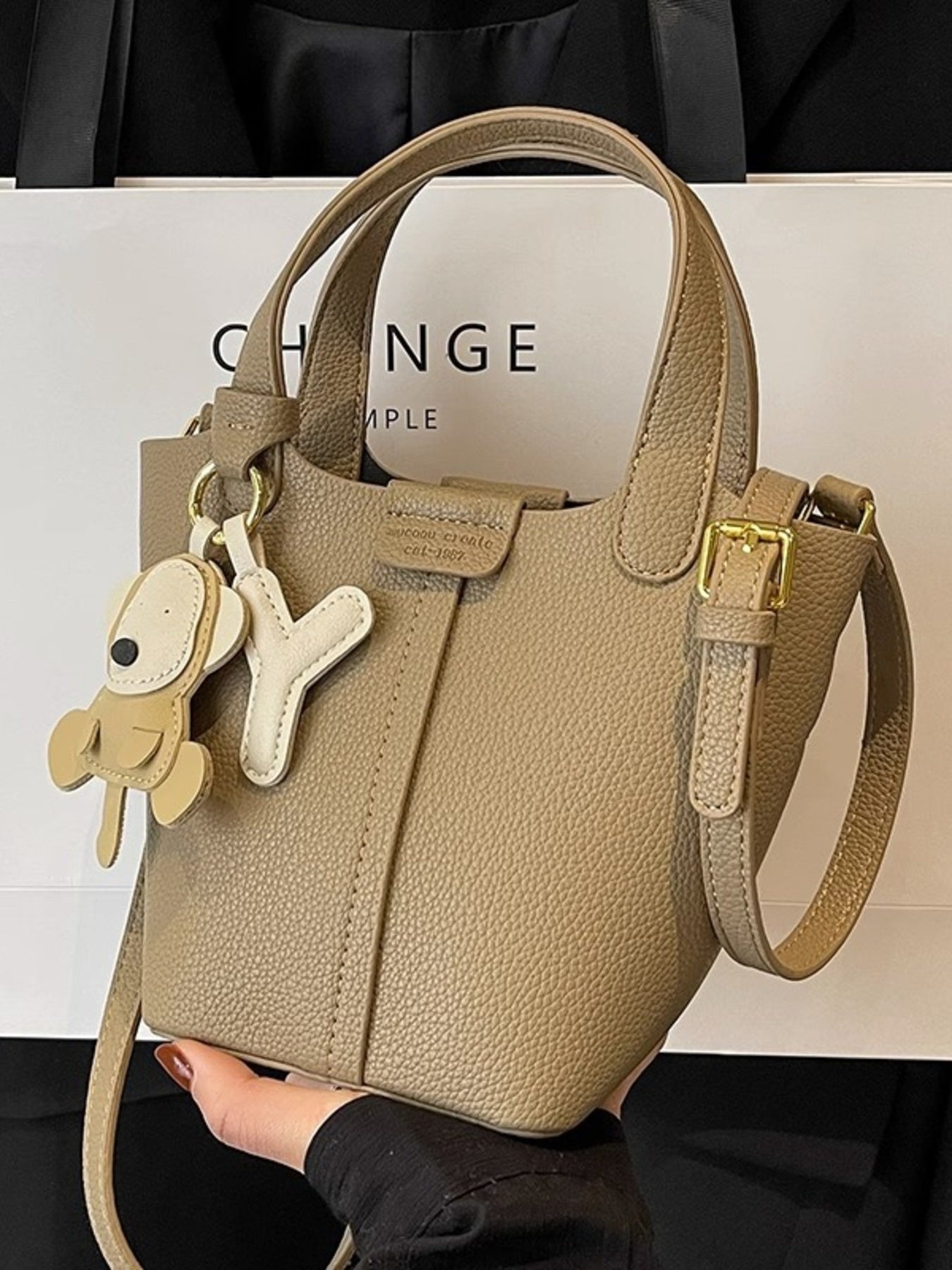 Leather Bucket Crossbody Bag