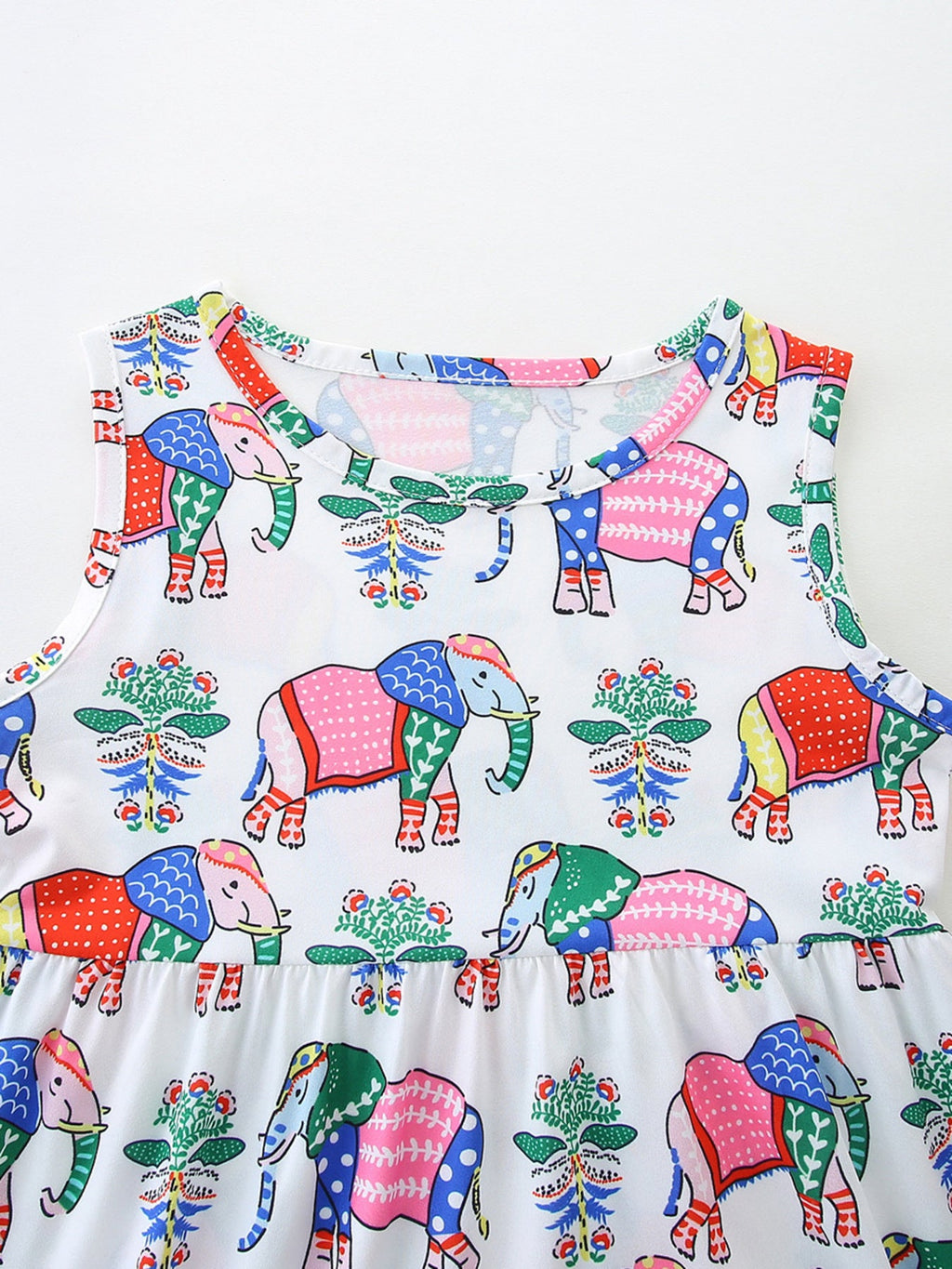 Children's Sleeveless Elephant Print Casual Dress