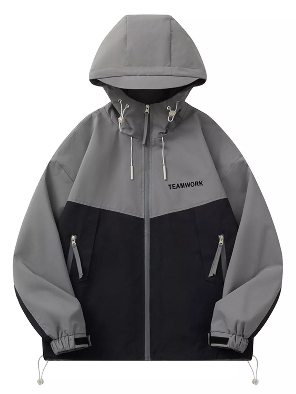 Men's Full Size Contrast Zip Up Long Sleeve Jacket Plus Size