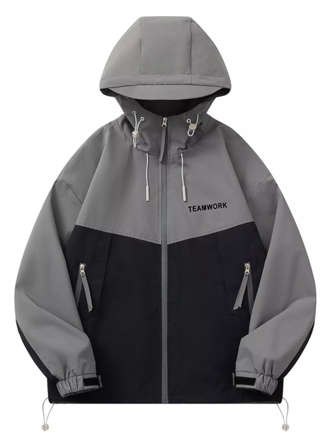 Men's Full Size Contrast Zip Up Long Sleeve Jacket Plus Size