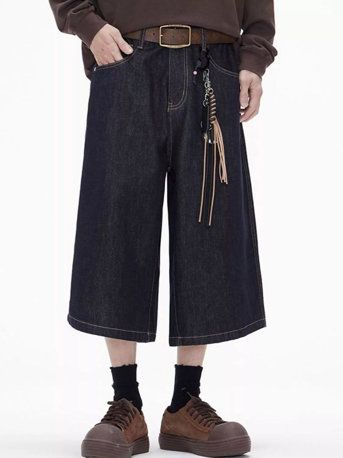Men's Wide Leg Denim Shorts