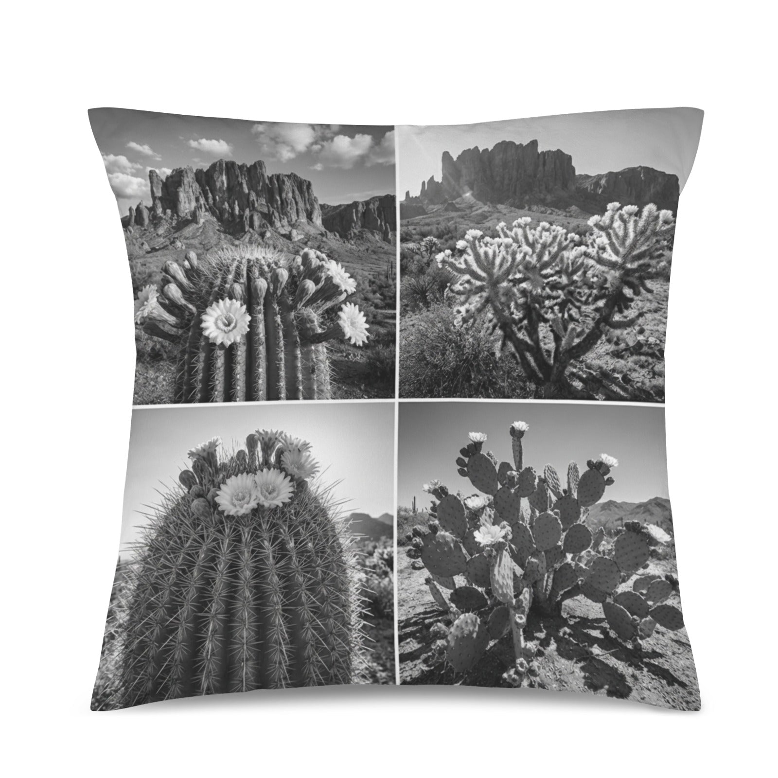 Baha Ranch Black White Cactus Velvety Soft Pillow Case Made in America