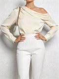 One-Shoulder Long Sleeve Blouse