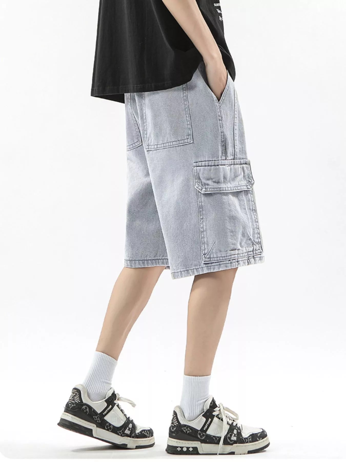 Men's Full Size Wash Drawstring Cargo Shorts Plus Size