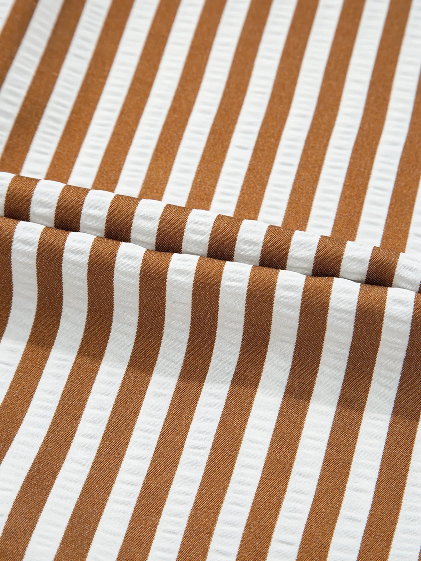 Stripe Ruffled Hem Collared Long Sleeve Shirt Mini Dress