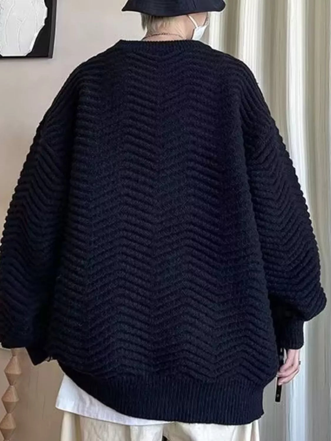 Men's Textured Knit Oversized Sweater