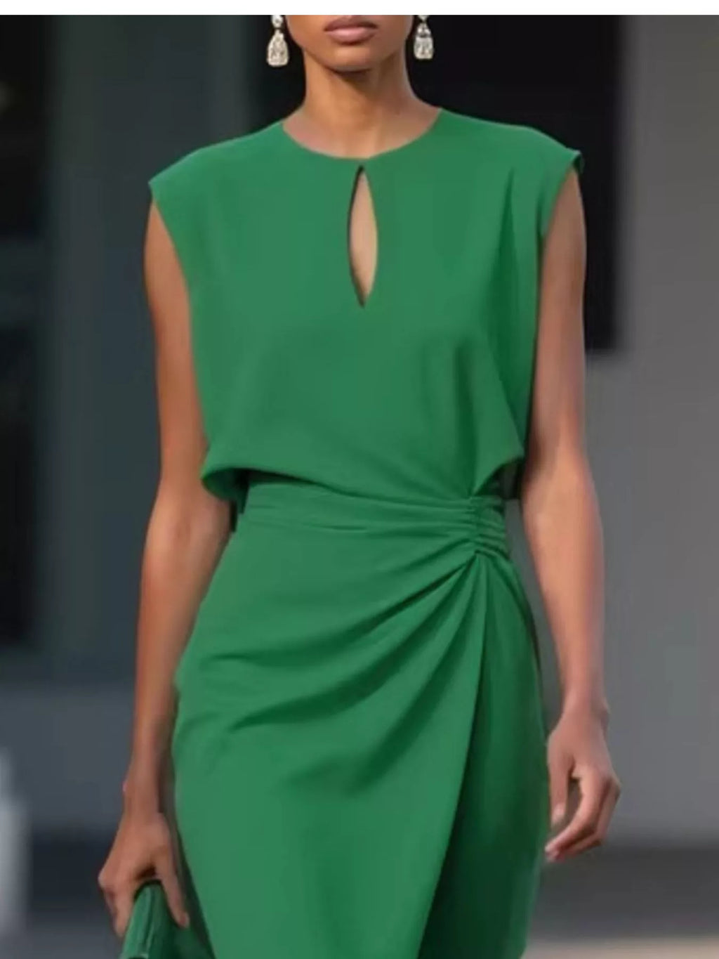 Ruched Waist Sleeveless Dress