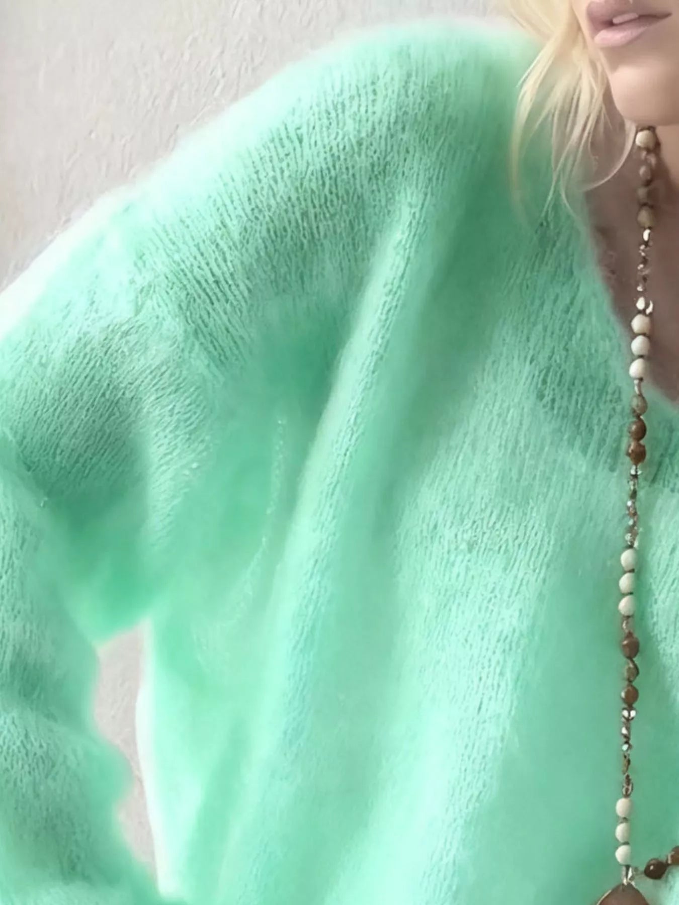 V-Neck Dropped Shoulder Sweater