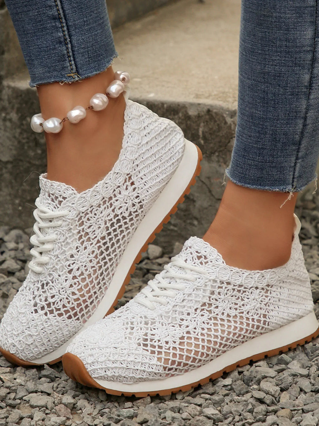 Breathable Mesh Lace-Up Sneakers