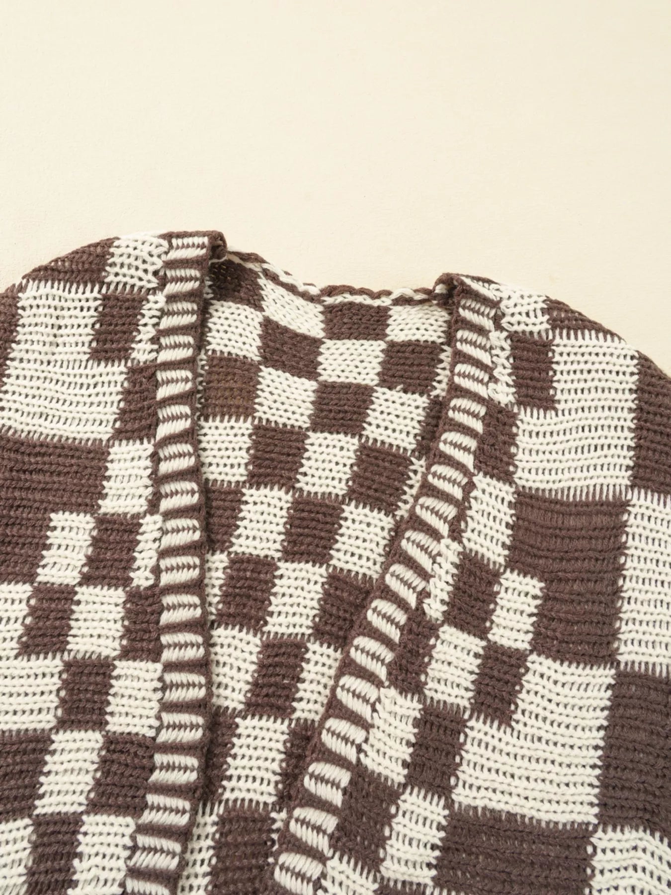 Checkerboard Pattern Sweater Cardigan