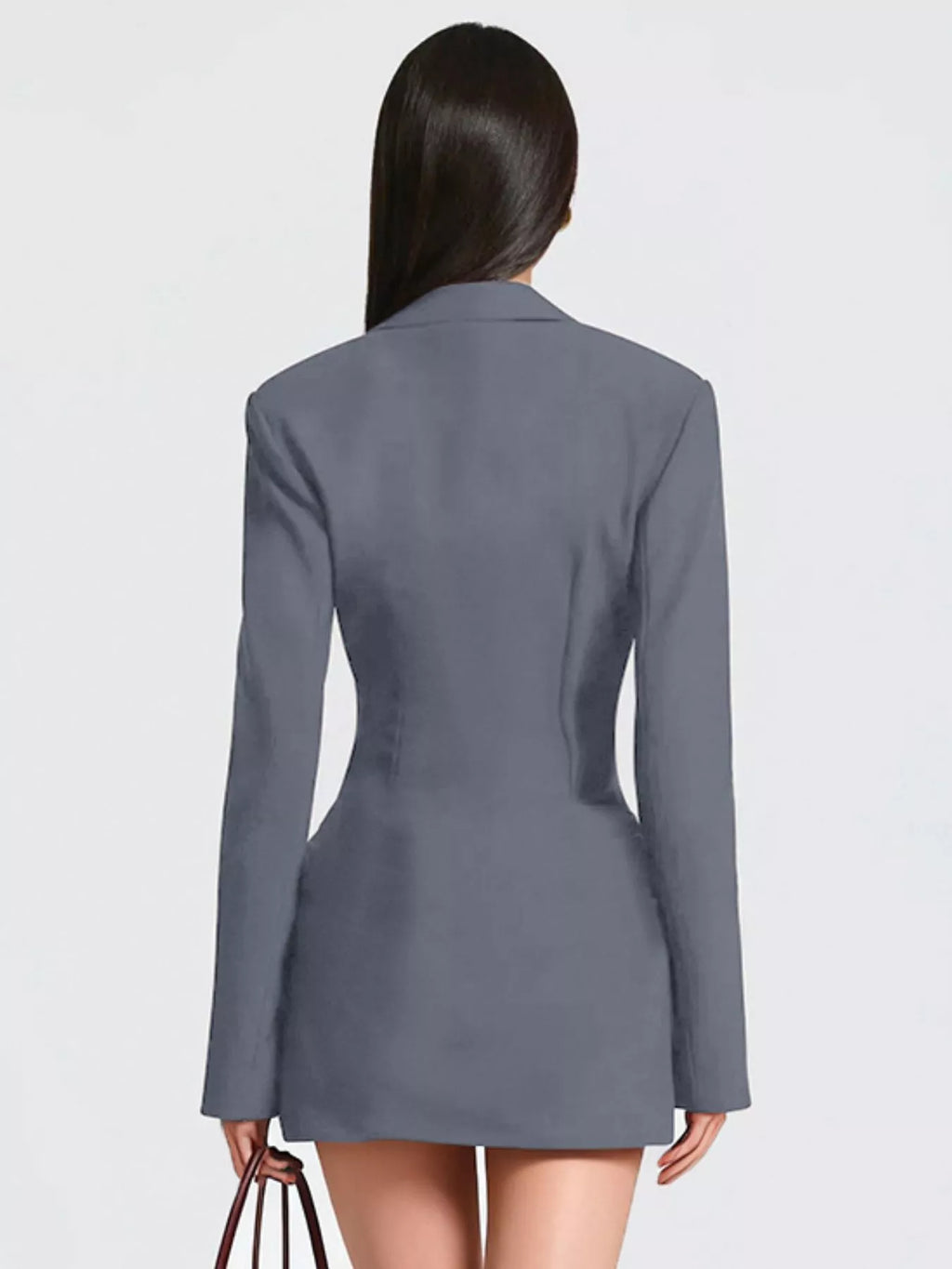 Full Size Blazer-Style Long Sleeve Mini Dress Plus Size