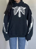 Drawstring Skeleton Long Sleeve Hoodie