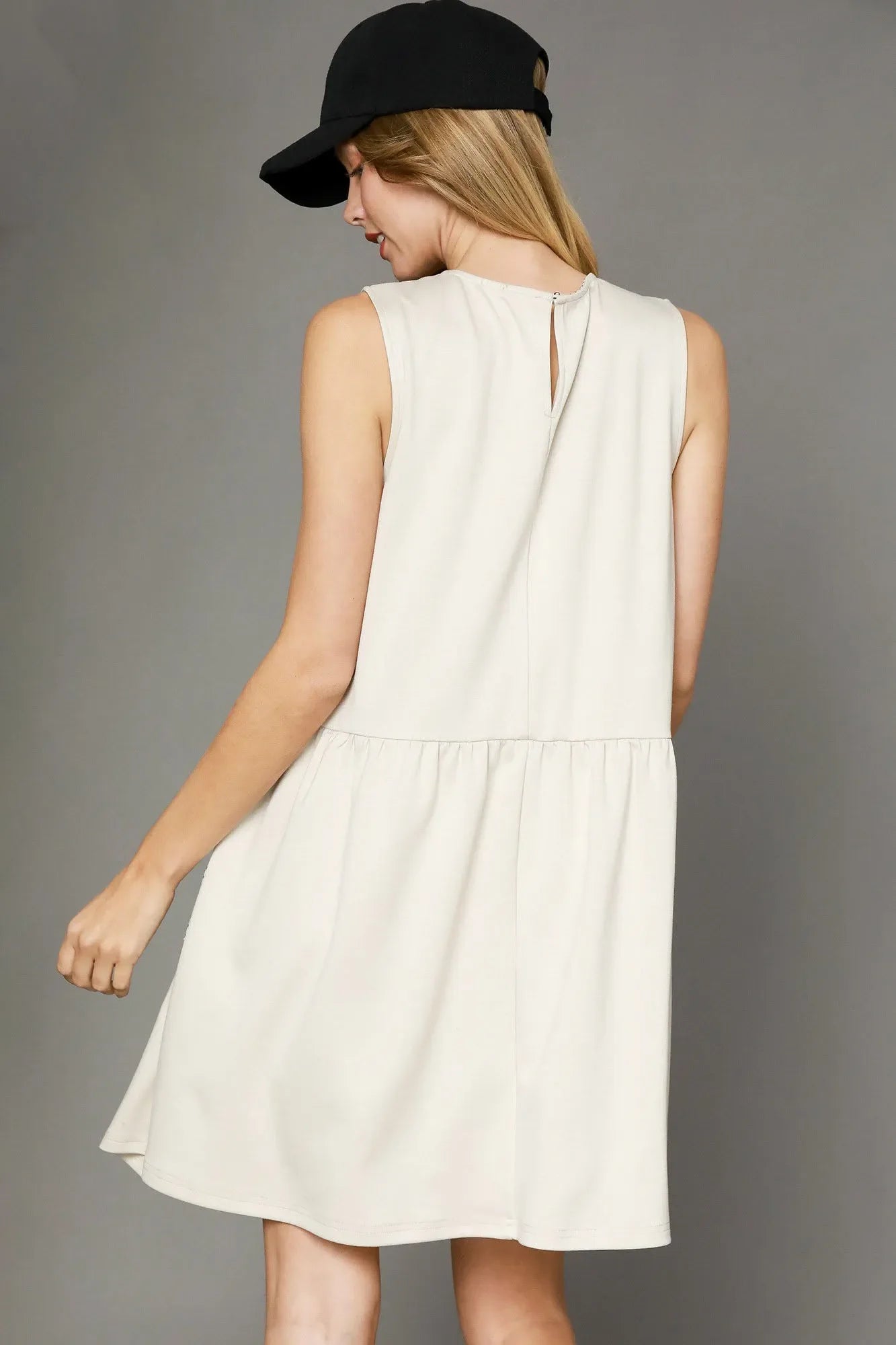 Umgee Round Neck Sleeveless Tank Dress with Pockets