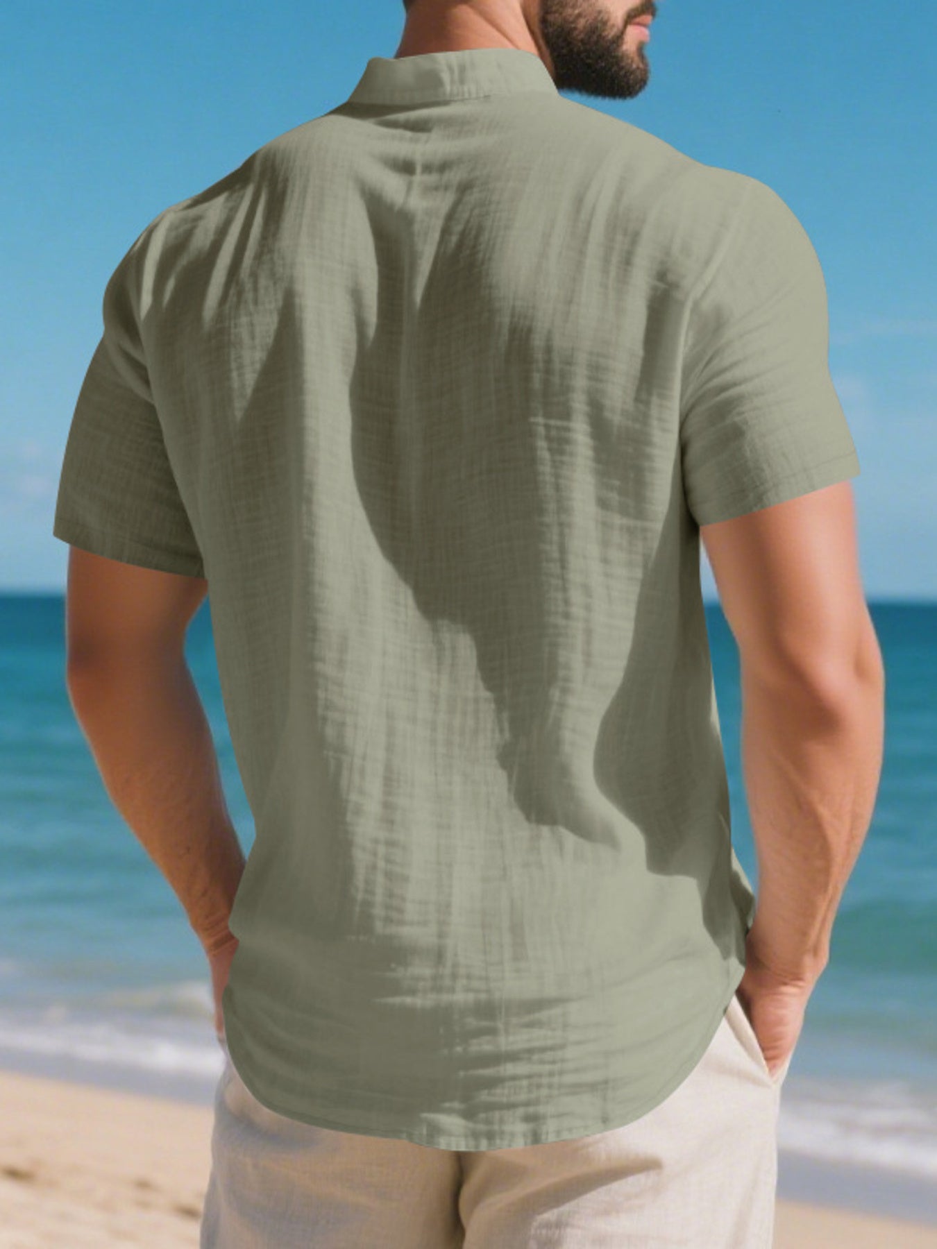 Men's Full Size Button Detail Short Sleeve Shirt Plus Size