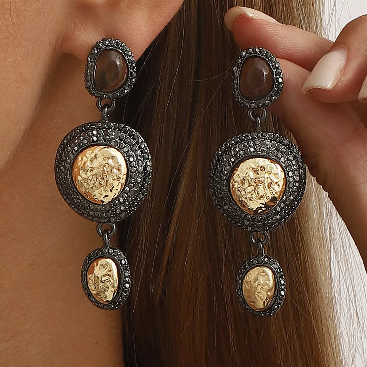Vintage-Inspired Dangle Earrings with Gold Accents