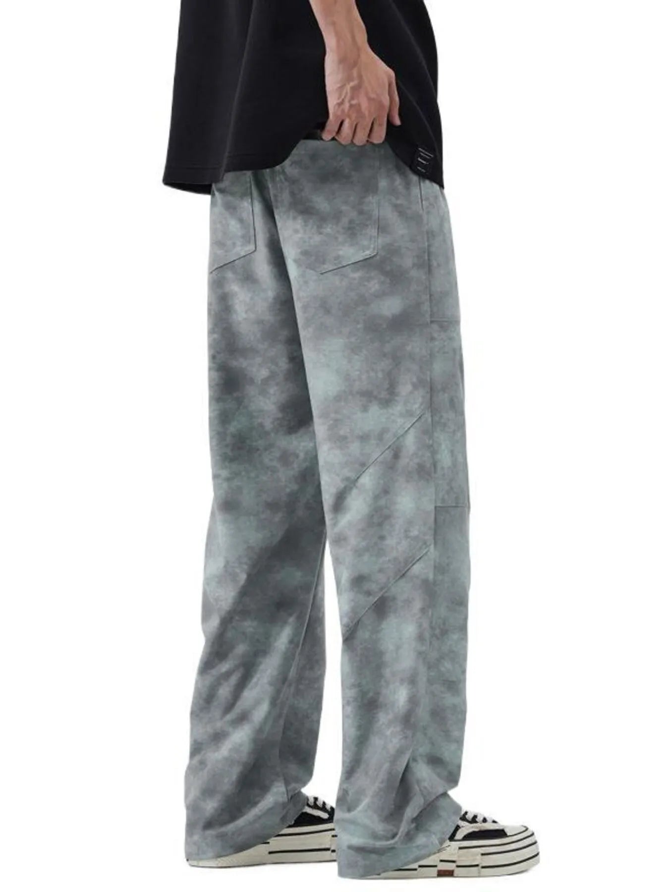 Men's Full Size Relaxed Fit Tie-Dye Wide Leg Cargo Pants Plus Size