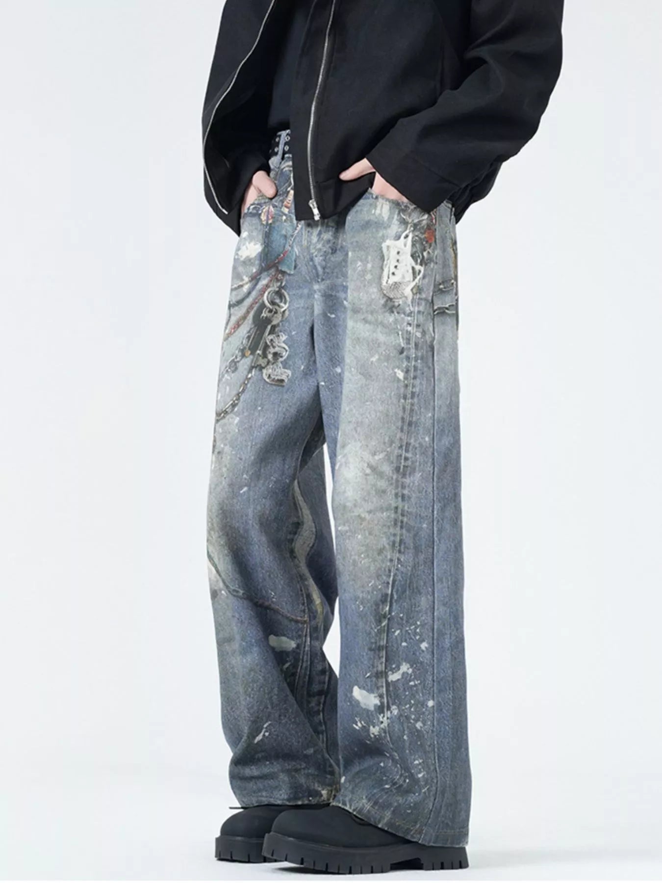 Men's Full Size Wide Leg Jeans Plus Size