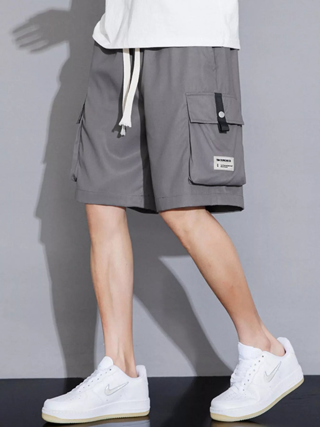 Men's Plus Size Casual Cargo Shorts with Drawstring