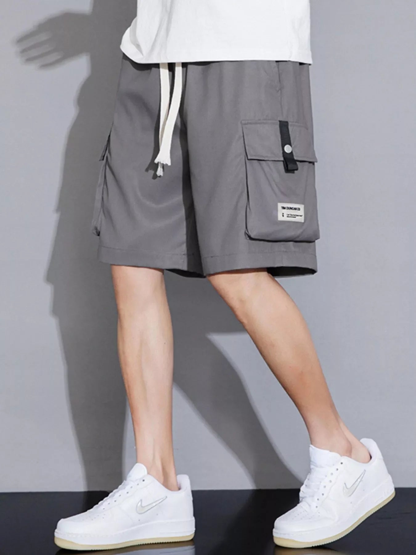 Men's Plus Size Casual Cargo Shorts with Drawstring