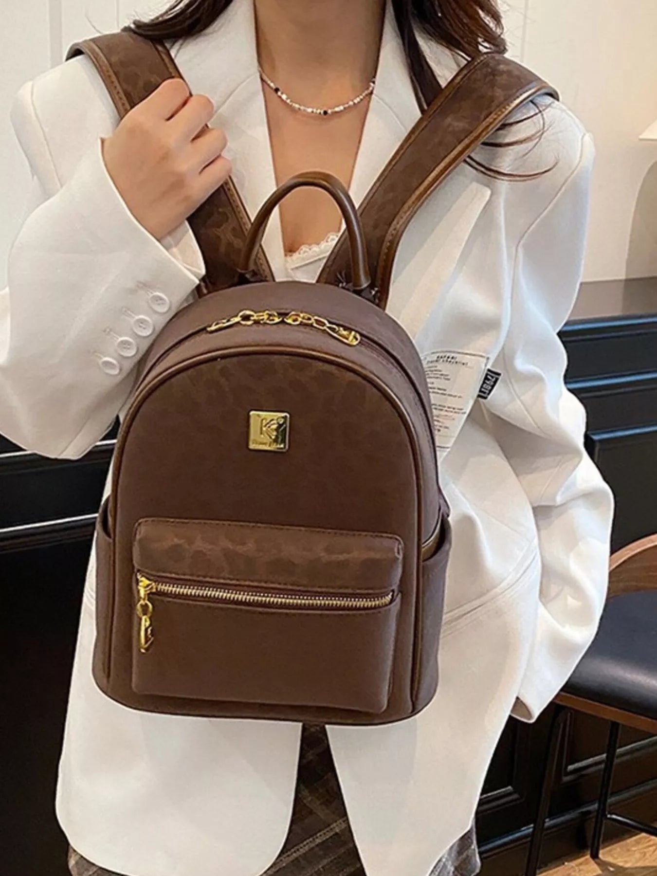 Vintage Style Leather Backpack Bag