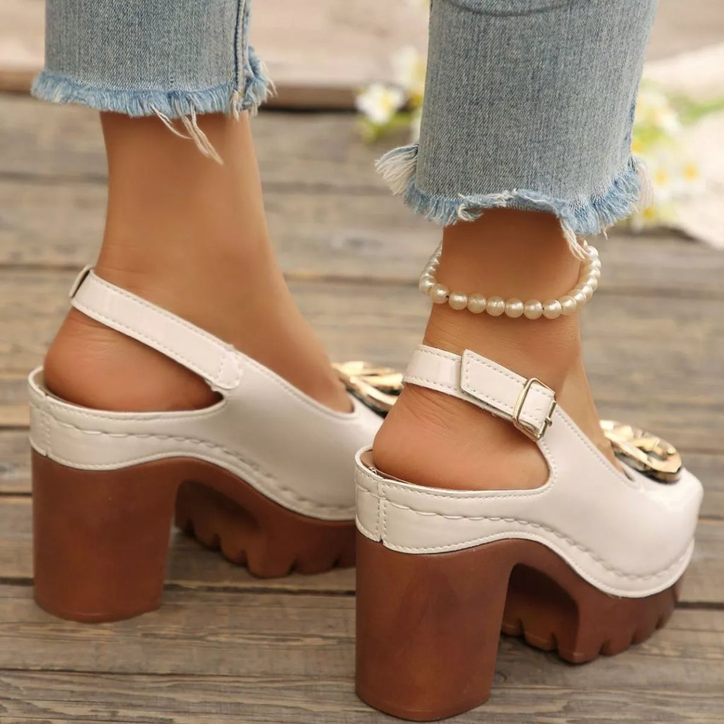 Open Toe Block Heels Sandals