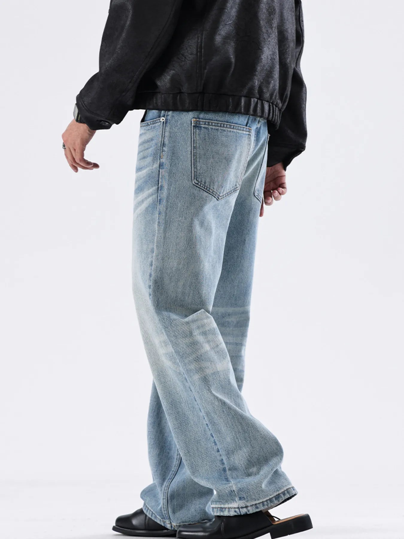 Men's Full Size Washed Wide Leg Jeans Plus Size