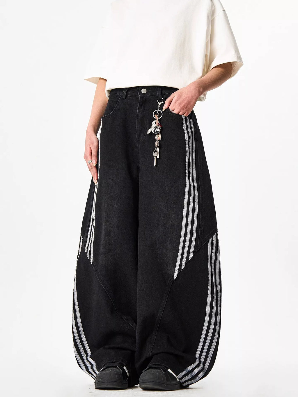 Men's Full Size Striped Wide Leg Jeans Plus Size