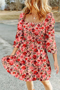 Floral Print Smocked Mini Dress