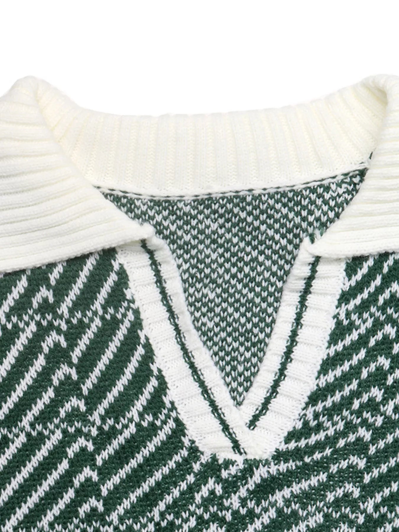 Geometric Patterned Collared Sweater
