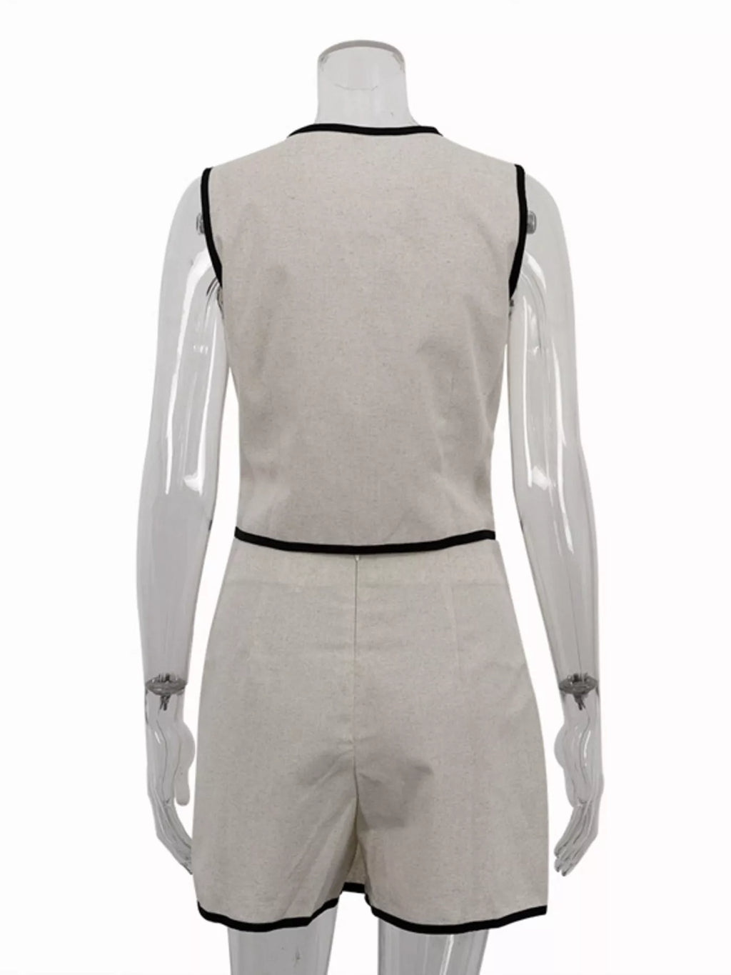 Contrast Trim Vest and Skirt Set