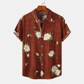 Men's Plus Size Floral Print Short Sleeve Button Down Shirt