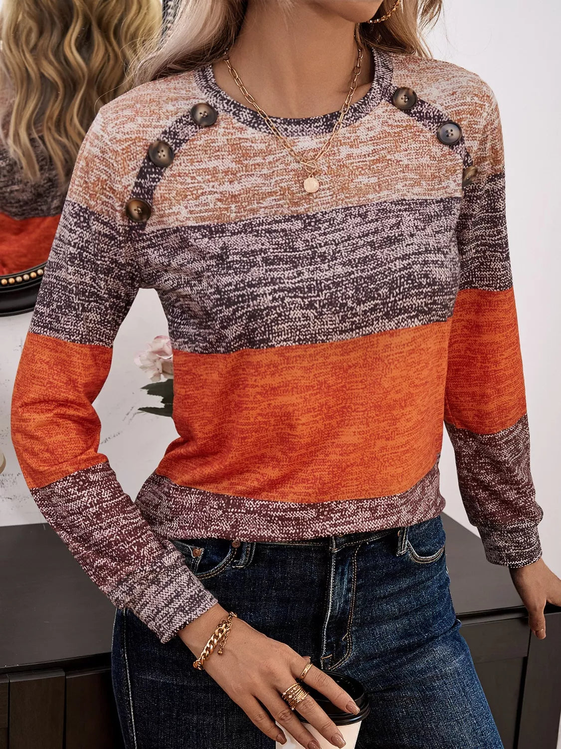 Color Block Long Sleeve T-Shirt