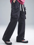 Men's Multi-Pocket Cargo Wide Leg Pants with Drawstring Waist