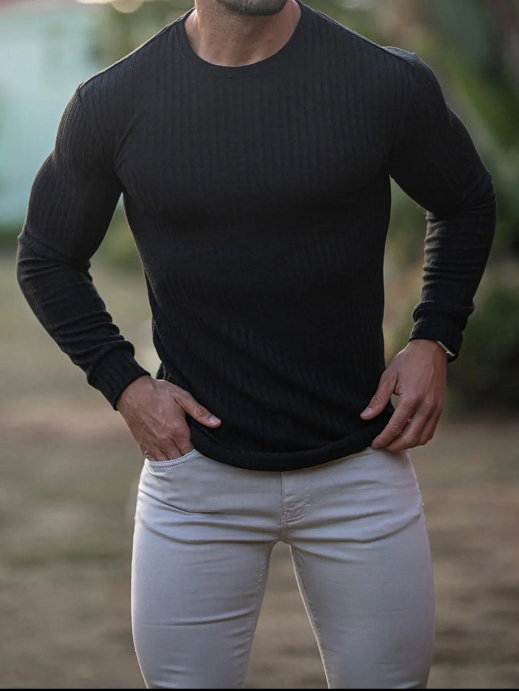 Men's Plus Size Long Sleeve Fitted T-Shirt